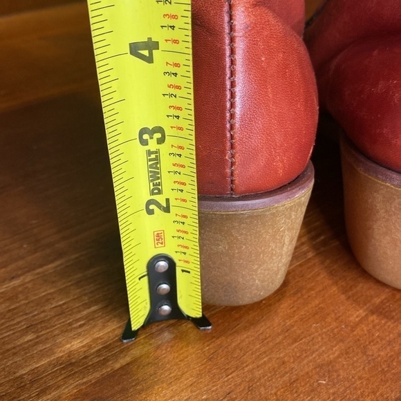 Eddie Bauer Vintage leather shearling winter tall boots wedge heel Sz 9 Rust - Picture 10 of 17